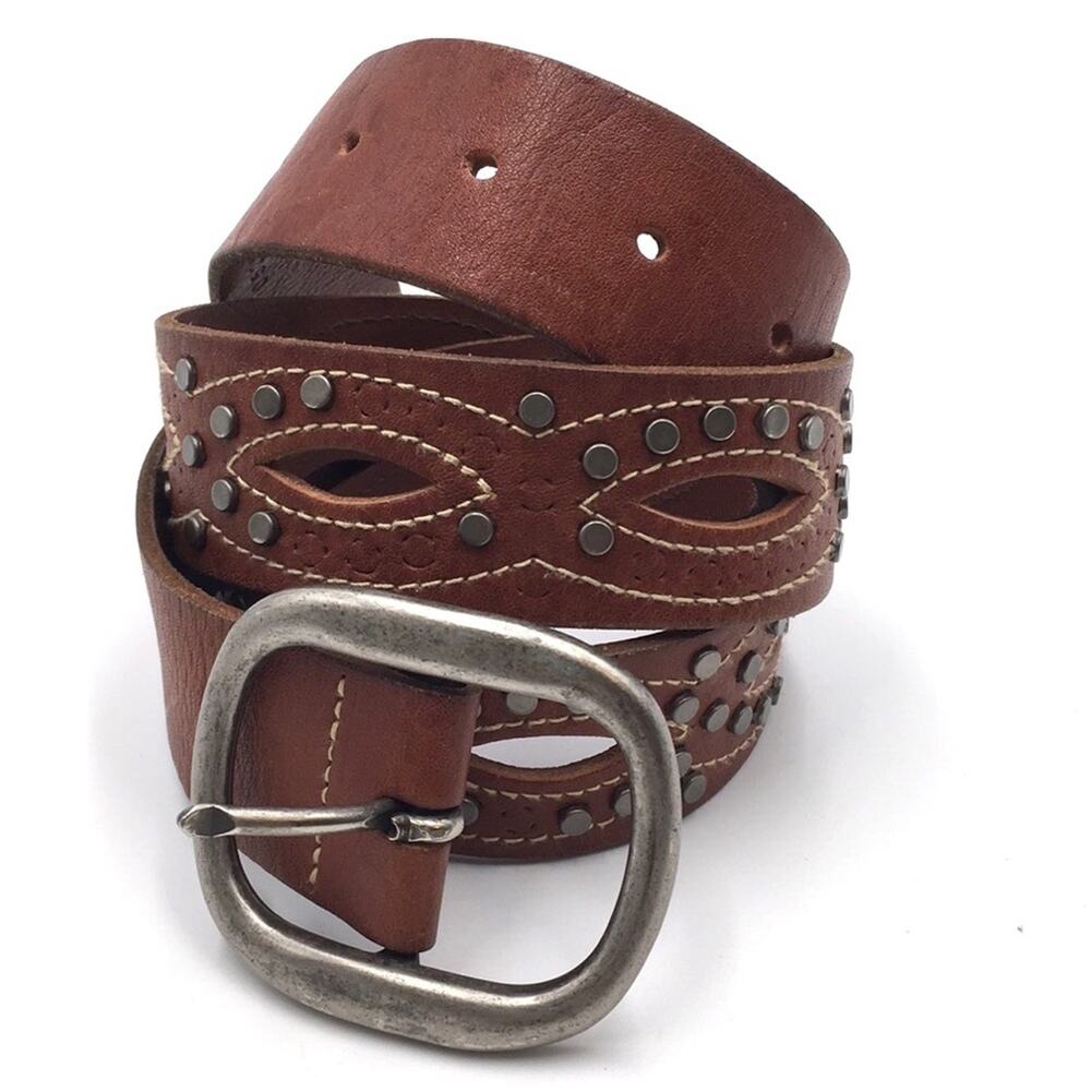 Fossil brown studded boho belt wear missing studs